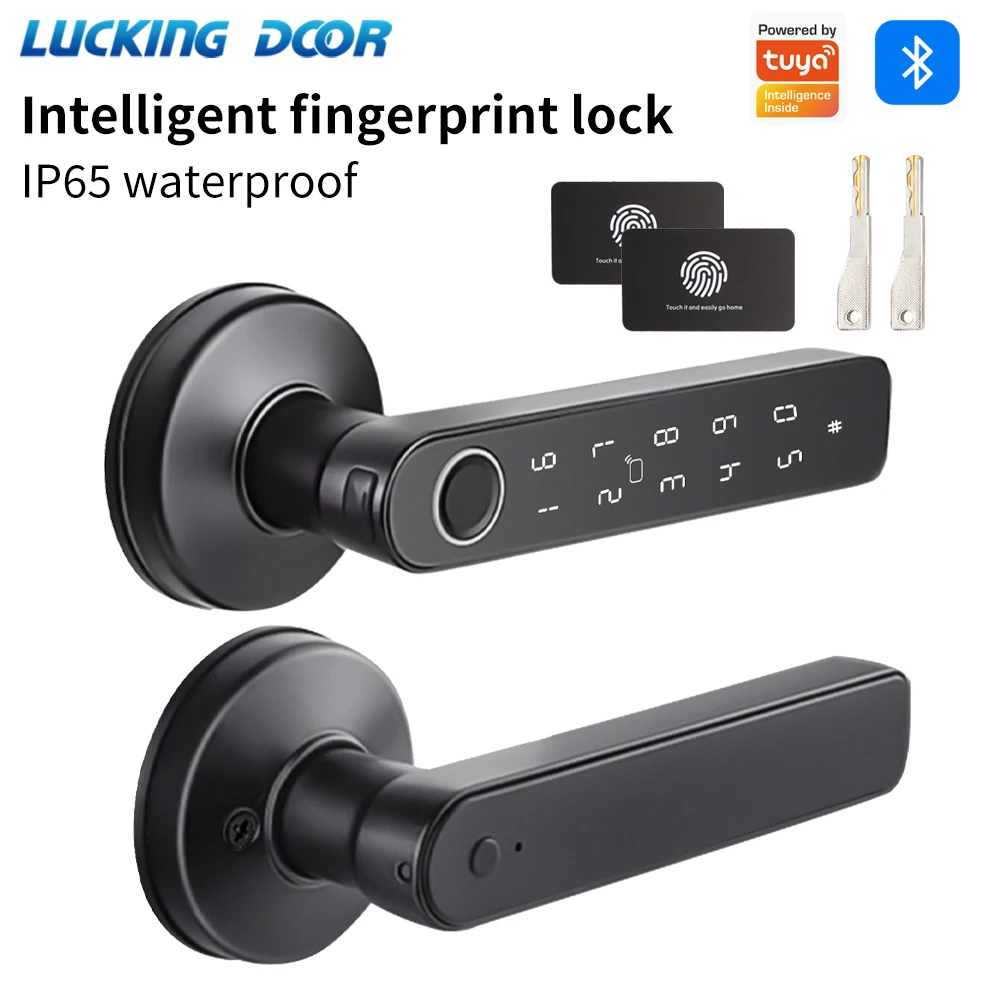 Support Tuya App BluetoothFingerprint Door Lock Knob Digital Electronic Lock With Password/Key/ICCard/Tuya APP Unlock Waterproof