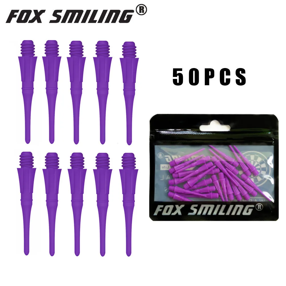 Fox Smiling 50szt 25mm Blue 2BA Profesjonalna miękka końcówka do darta do elektronicznego końcówki Dardos