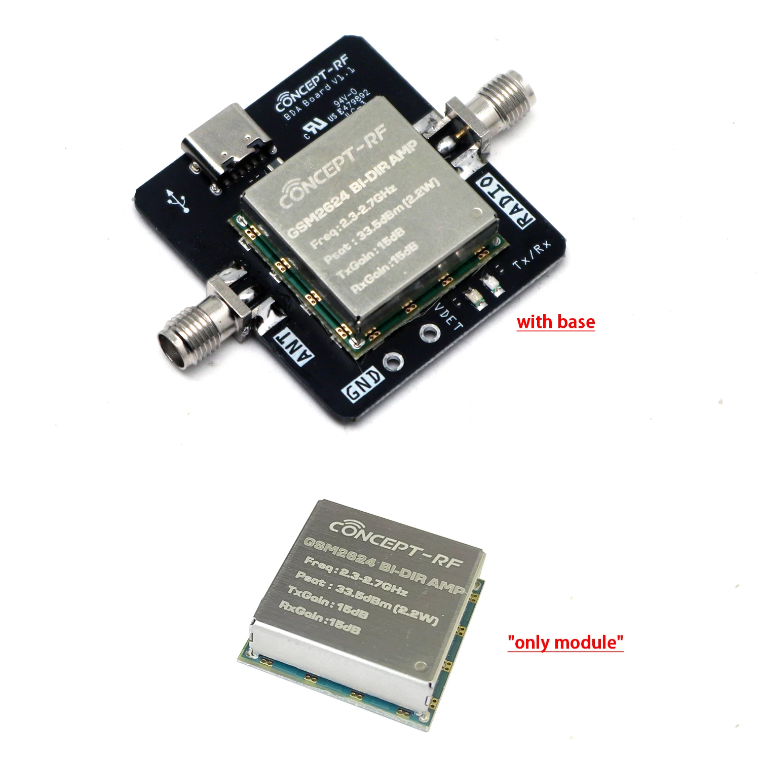 GSM2624 2.4Ghz 2W Bidirectional Power Amplifier Module RF TX/RX For drone video transmission LORA WiFi signal amplification USB