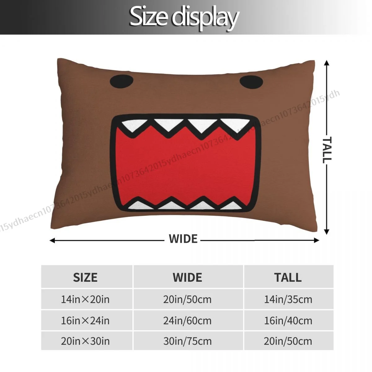 Domo Kun Face Polyester Pillowcase Bedroom Decorative Reusable Pillow Cover Pillowcase