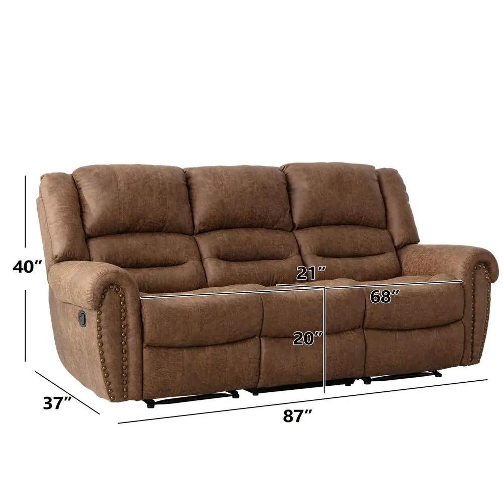 

Faux Leather Manual Reclining Sofa,3 Seat Recliner Couch Sofa with Overstuffed Comfortable Arms and Back for Living Room,Office