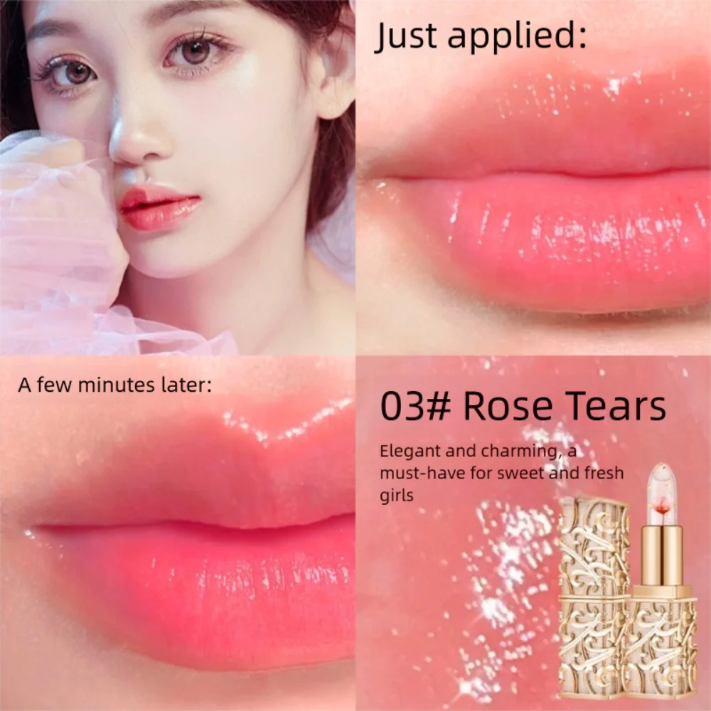 Rossetto trasparente idratante Rossetto floreale con finitura opaca sensibile alla temperatura Fiore a lunga durata all'interno