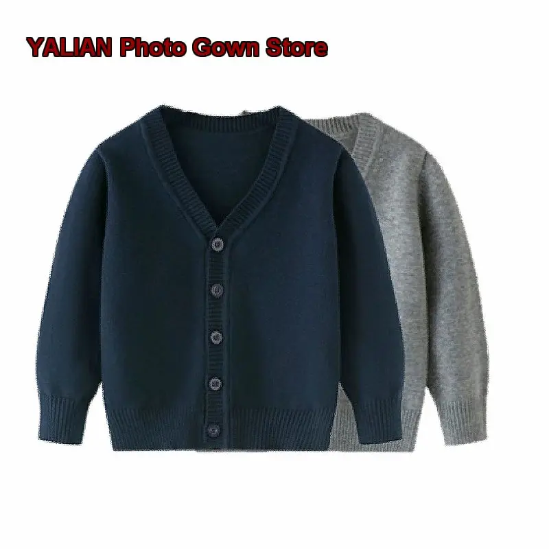 Boys Thin Coat British Style Pure Cotton Older Kids Autumn Student Uniform Knit Innerwear
