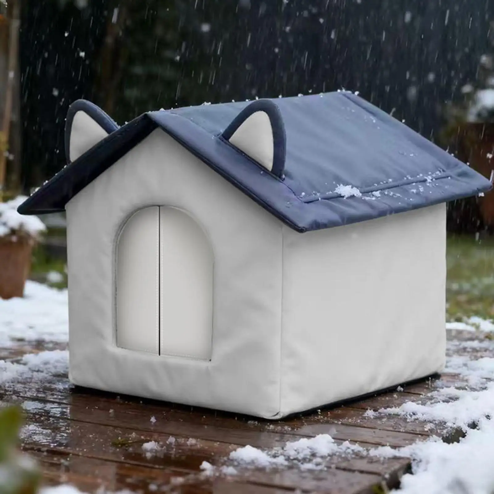 

Открытый кошачий домик, зимняя изолированная спальная кровать для домашних животных, морозостойкая согревающая пещера для домашних животных для сада, патио, заднего двора