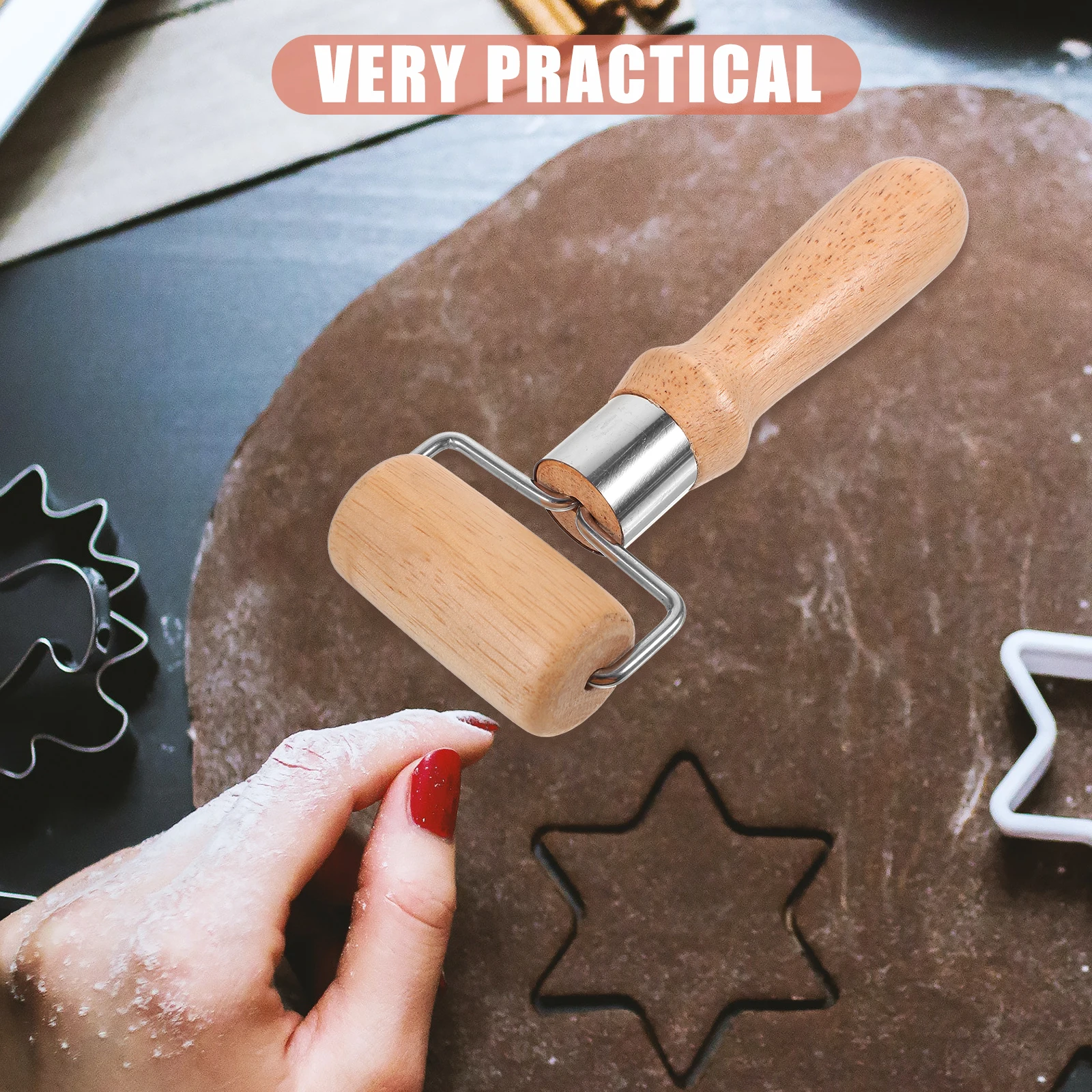 

Wooden Rolling Dough Roller Convenient Roller Practical Baking Tool Multifunction Pasta Pizza Kitchen H held Reusable
