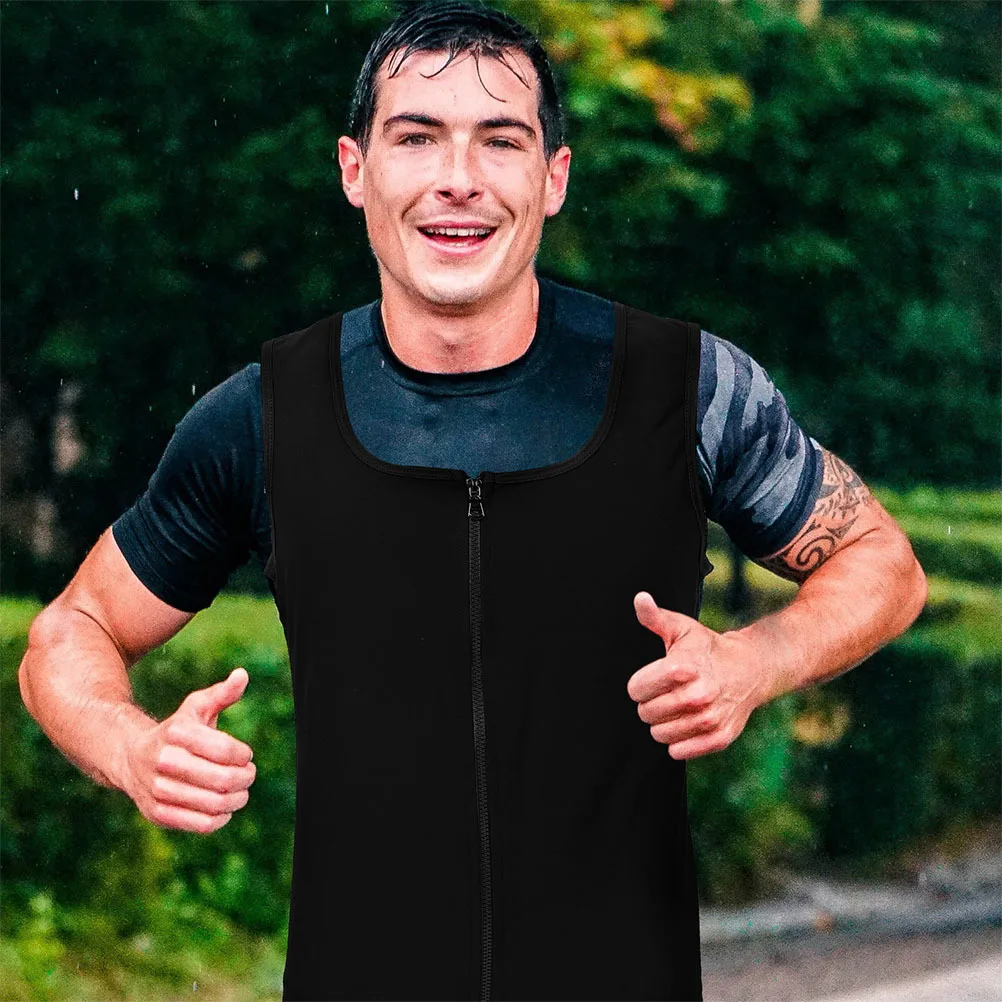 الرجال البريدي ساونا عرق سترة مدرب خصر ضغط قميص تجريب تانك القمم تعزيز حرق الدهون محدد شكل الجسم لتشغيل #3