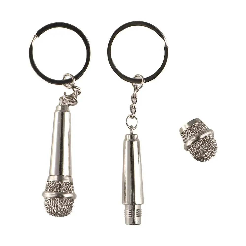 Fashion Microphone Key Ring Personalized Creative Car Key Holder Metal Cute Design Pendent Key Chain Funny Singer Gift