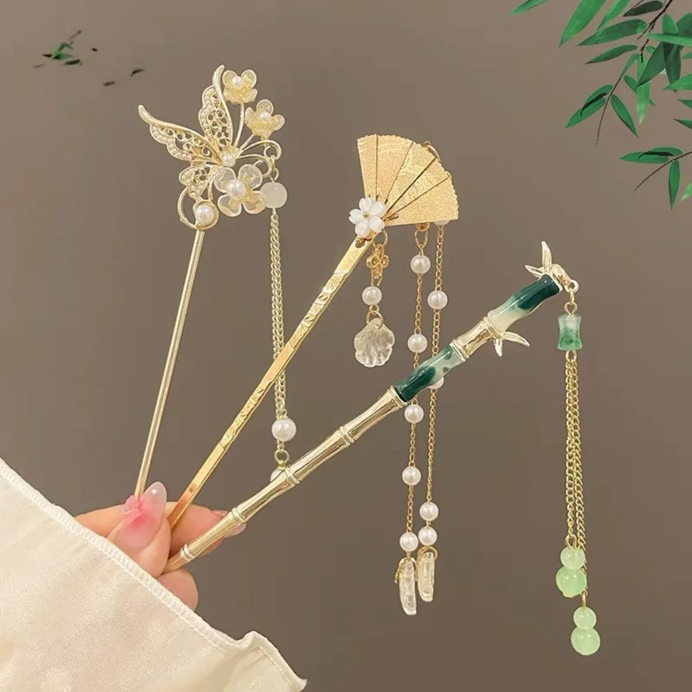 Заколка для волос с кисточкой в китайском стиле для женщин, заколки для волос с цветком, заколки для волос ручной работы, очаровательные ювелирные аксессуары, украшения для волос 05,리 множество