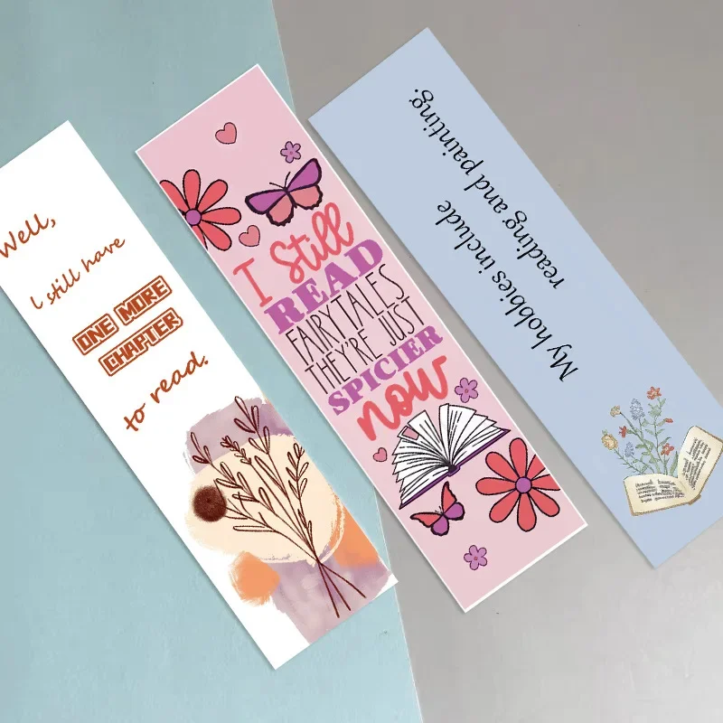 30PCS Reading Bookmarks Simple Literary Pages Book Annotated Notebook Pages Clip Students Creative Gifts with Paper Cards