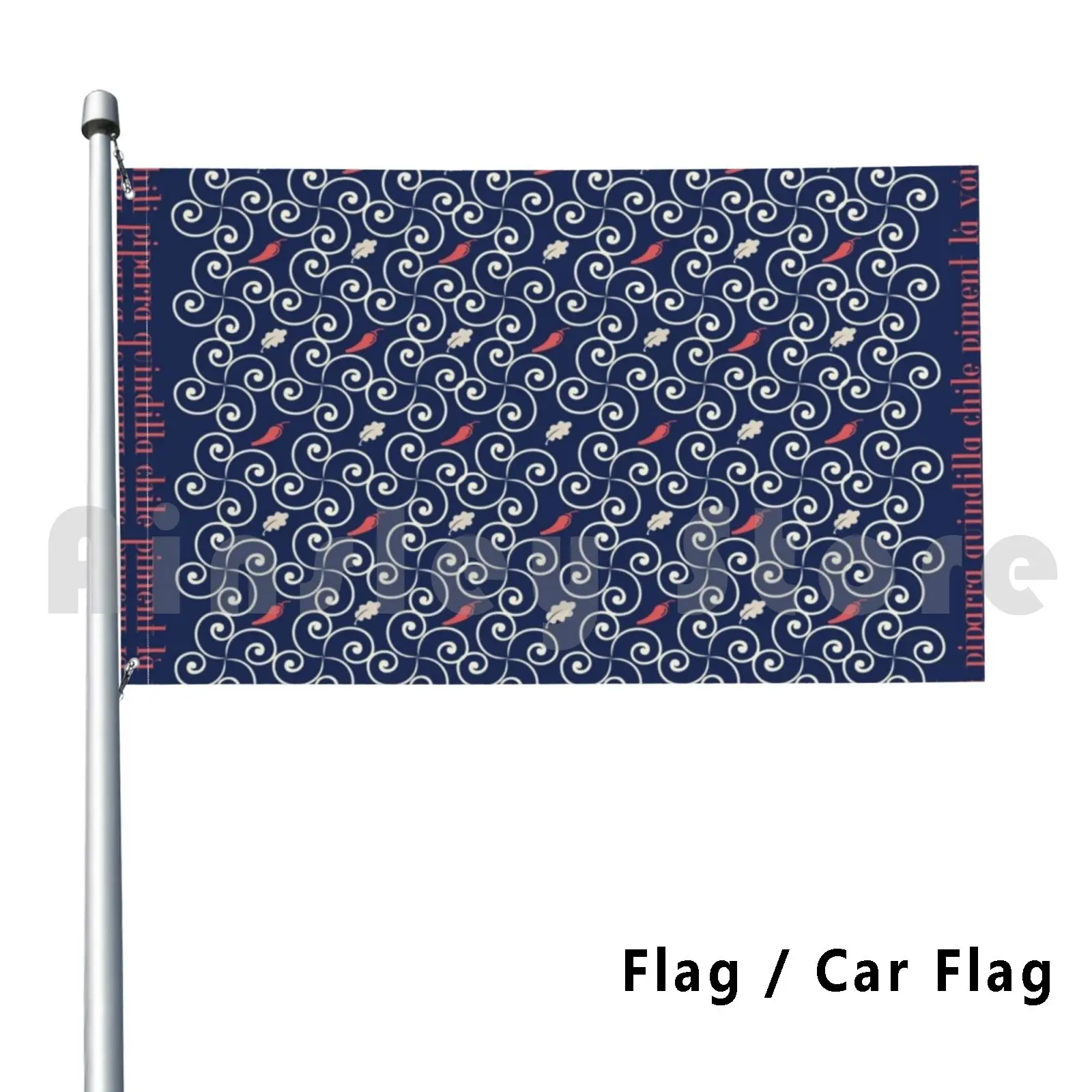 Basque Spicy Flag Car Flag Funny Bilbao Basque Country Basque Chilli Peppers Food Leaves Kitchen Naive