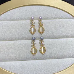 ZHBORUINI New 5A high-quality natural freshwater pearl Jewelry for women exquisite retro moonstone pearl Drop earrings