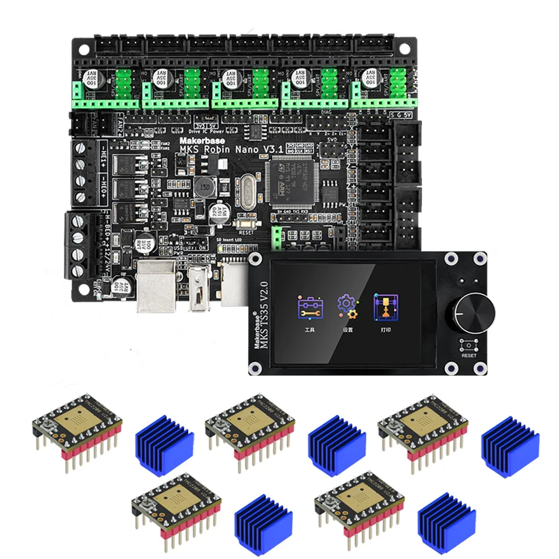 Makerbase MKS Robin Nano V3.1 3D Printer Control Board Motherboard TS35 TFT Touch Screen Compatible with A4988 TMC2209