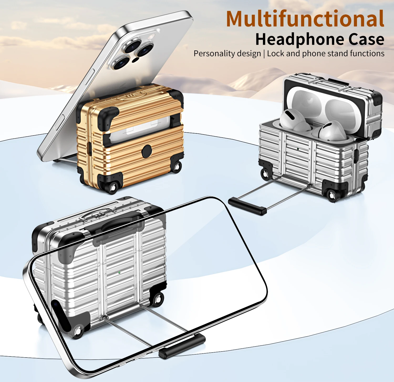 

Fashion Individual Suitcase for Airpods4 3 2 Pro3 Trendy Luggage Protective Case for Airpods1/2/pro2 Drop-proof Headphone Case ﻿