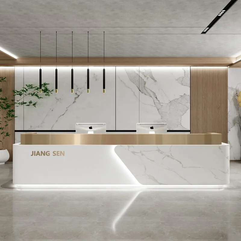 Luxury Long Reception Desks Modern Executive Minimalist Aesthetic Reception Desks Beauty Welcome Mostrador Trendy Furniture