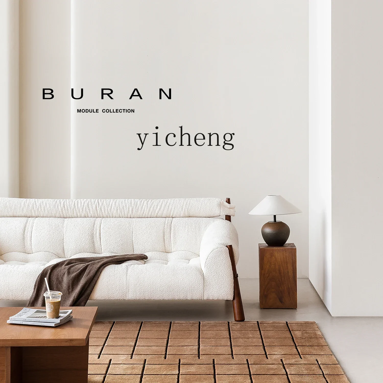 

1 medieval cream wind solid wood straight row high backrest white retro ash wood three-person sofa