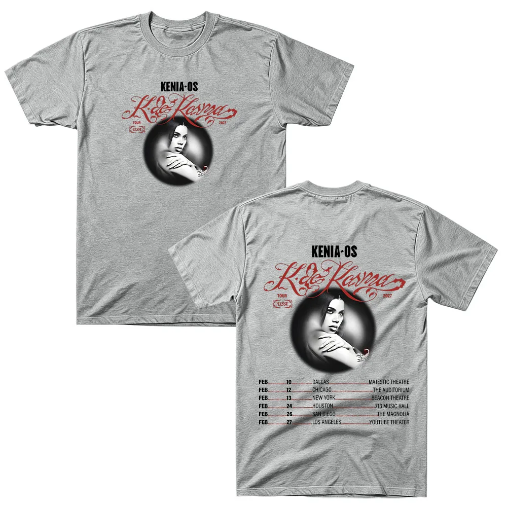 Kenia Os K De Karma Tour USA 2027 T-shirt Men Women Latin Singer Graphic Tee Concert Fan Gift Casual Cotton Short Sleeve T Shirt