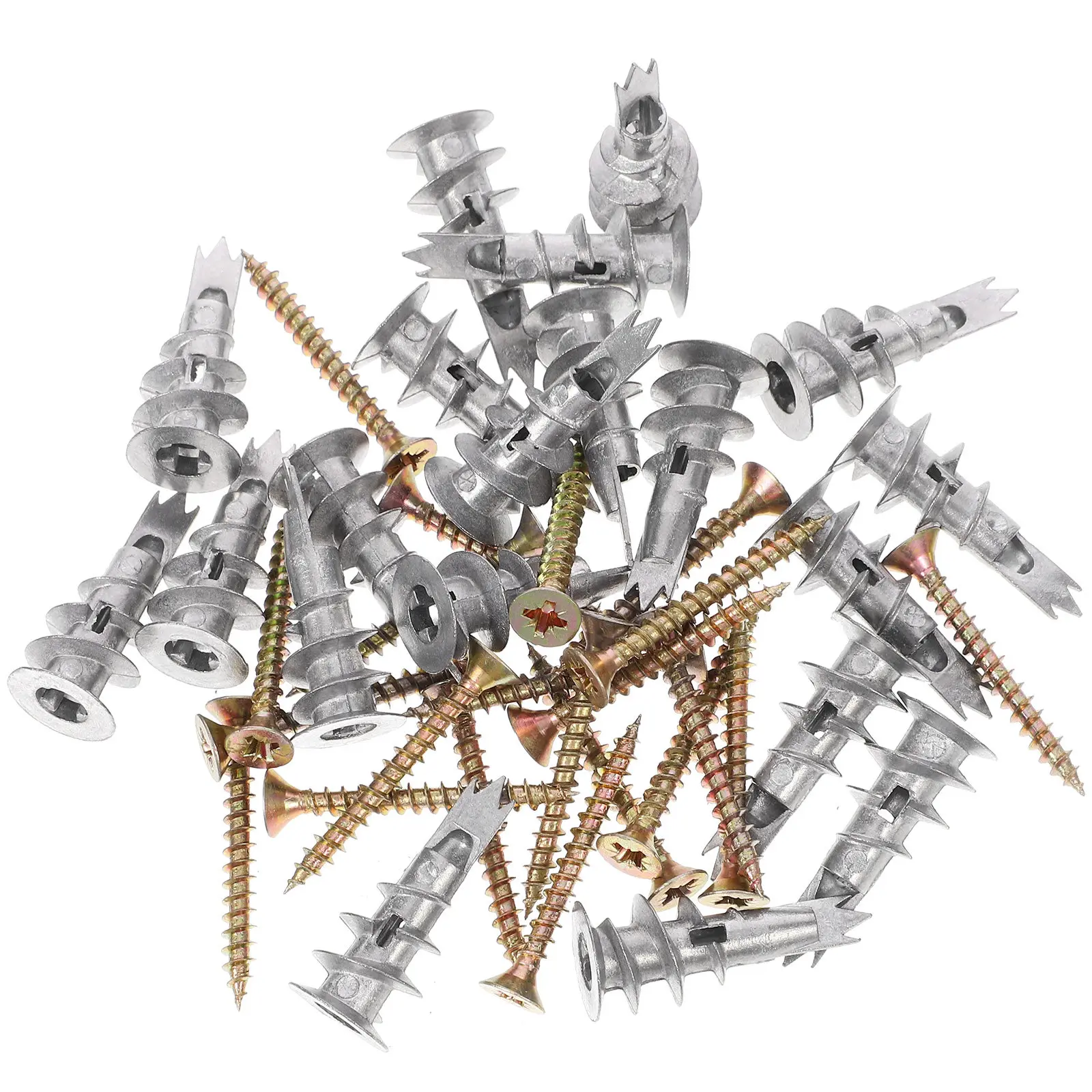 20Sets Hollow Wall Anchors Zinc Alloy Screw Set Spiral Design Heavy Duty Drywall Mounting Screws Hollow Wall Anchors