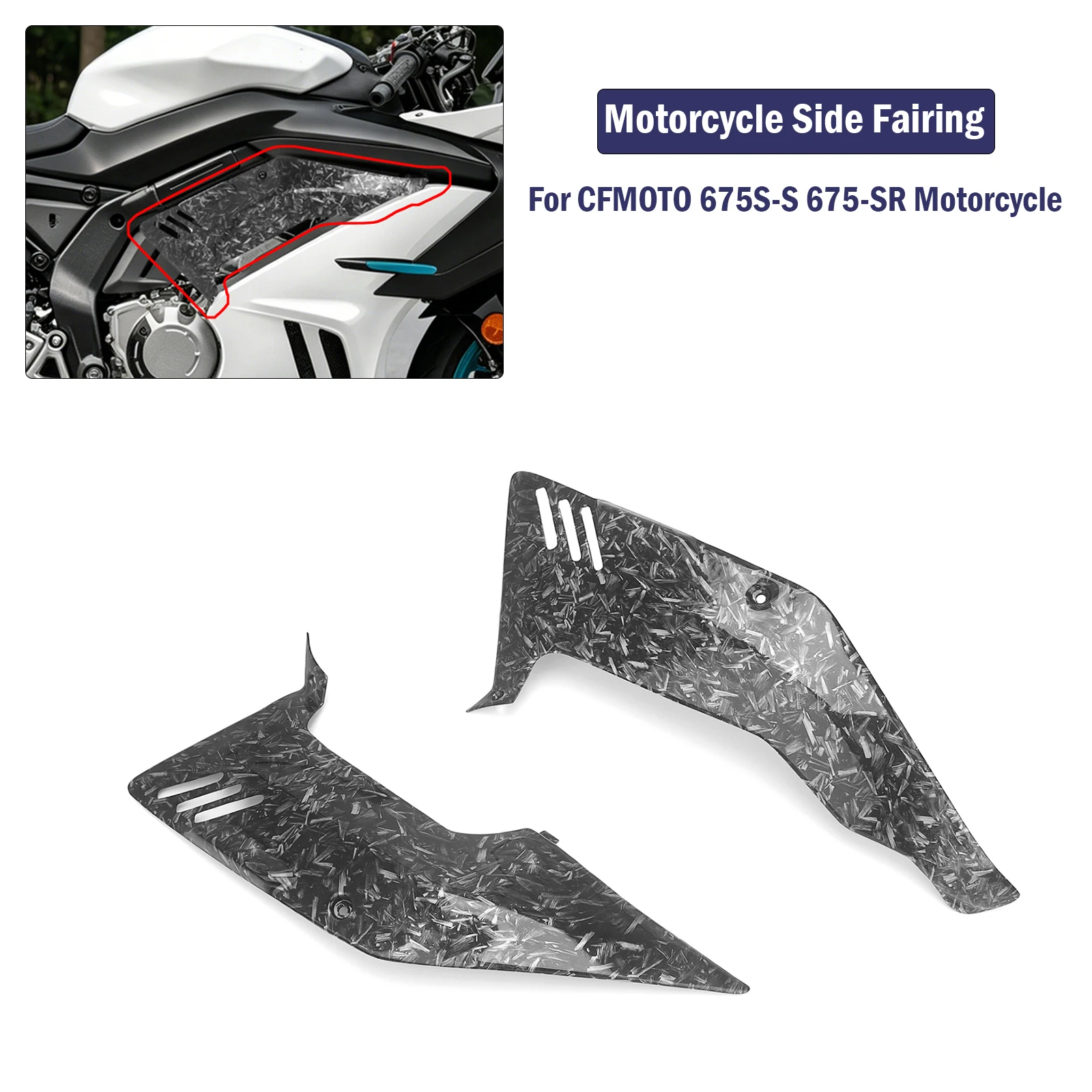 Passend für CFMOTO 675SR Motorradzubehör Seitenverkleidung Abdeckung Rahmen Spoiler Schutz Verkleidung Modifizierte Shark Seitenverkleidung 675 SR