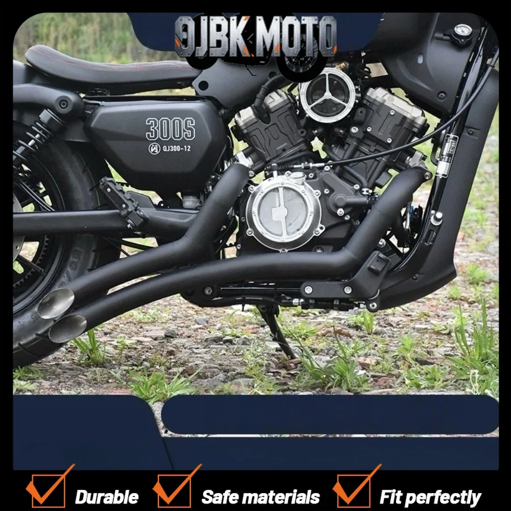 

【Perfect fit】QJMOTOR SRV250V300 Dual Exhaust Pipe with Slanted Sweep, Deep Horseshoe Sound, Includes Anti-scalding Accessories