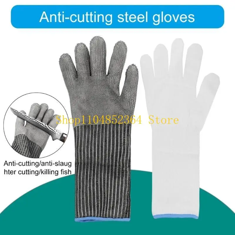 652F Cut Resistant Gloves Stainless Steel Metal Mesh Chainmail Gloves for Butchers Cutting Fish Filleting