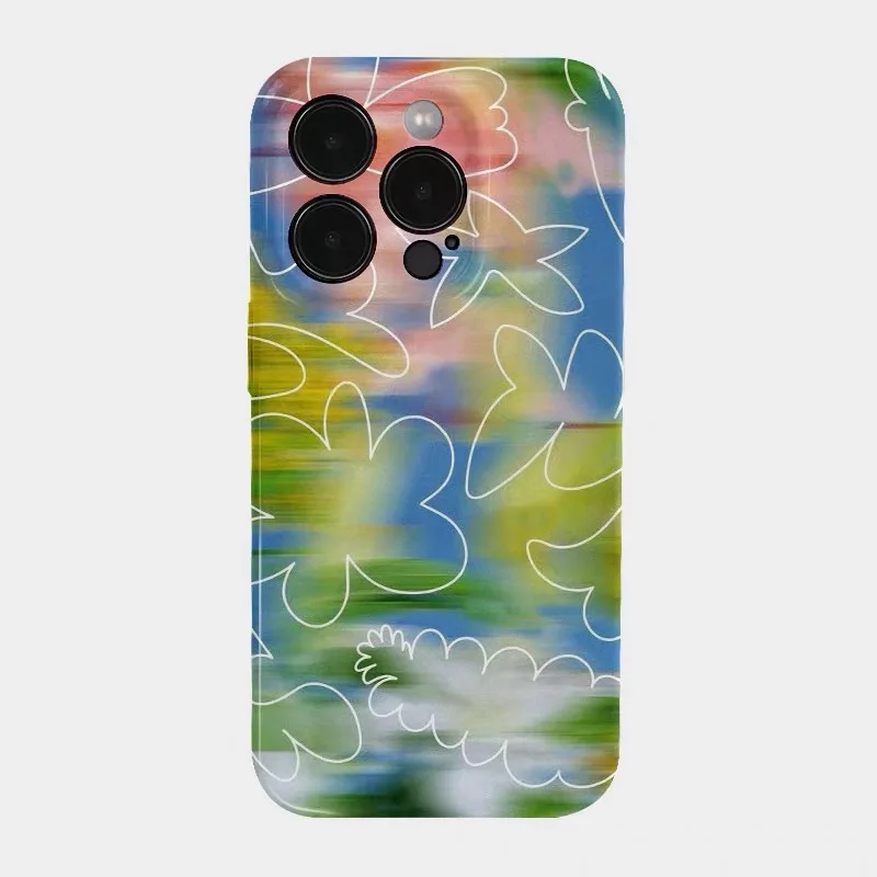 

Light Green White Line Flower Phone Case for IPHONE 17 Air 16E 15 PROMAX 14 Plus 13 12 MINI 11 PRO 16Plus XR Acrylic Phone Cover