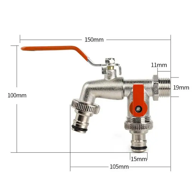 1Pc Country Style Double Socket Garden Water Pipe Faucet Single Hole Mount Universal Thread Outdoor Faucet