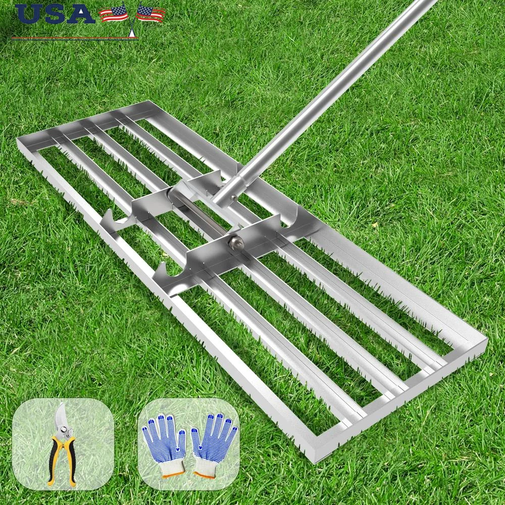 Lawn Leveling Rake 30x10 inch Professional-Grade Lawn Leveler Tool with Stainless Steel Handle Rakes Lawns Heavy Duty Landscape