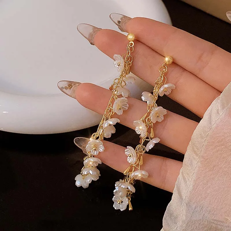 أزياء زهرة الكاميليا البتلة استرخى أقراط للنساء الفاخرة مصمم للإزالة شرابة الأقراط مزاجه المجوهرات هدية #6