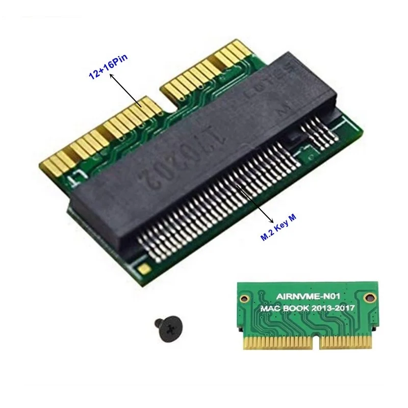 M.2 NGFF M-Key NVME AHCI SSD Adapter for 2013 ~ 2017 12+16Pin Laptop A1465 A1466 A1398 A1502