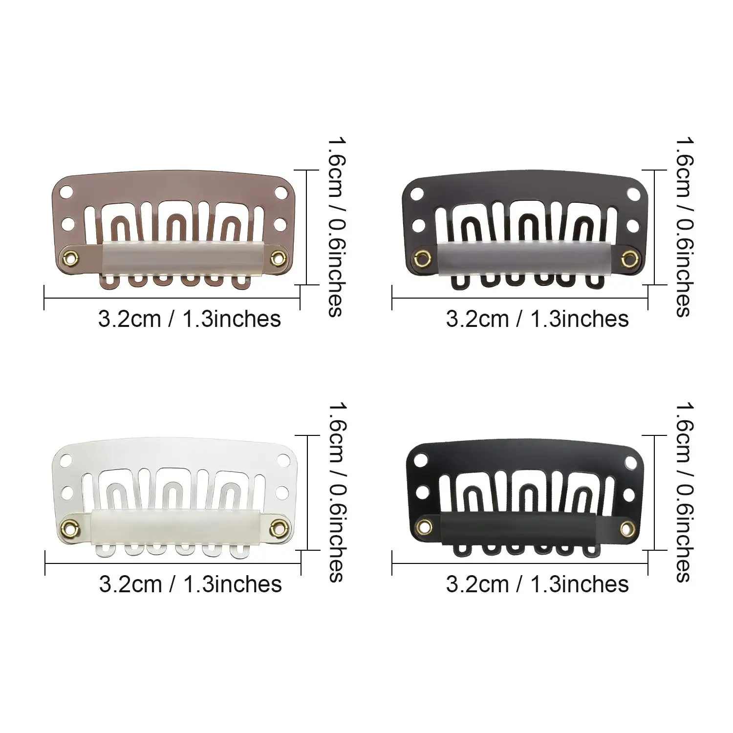 10/30/50PCS Clip In Hair Extension Wig Clips For Human Hair Bangs Snap Hair Clips For Extensions Metal Comb For Closure