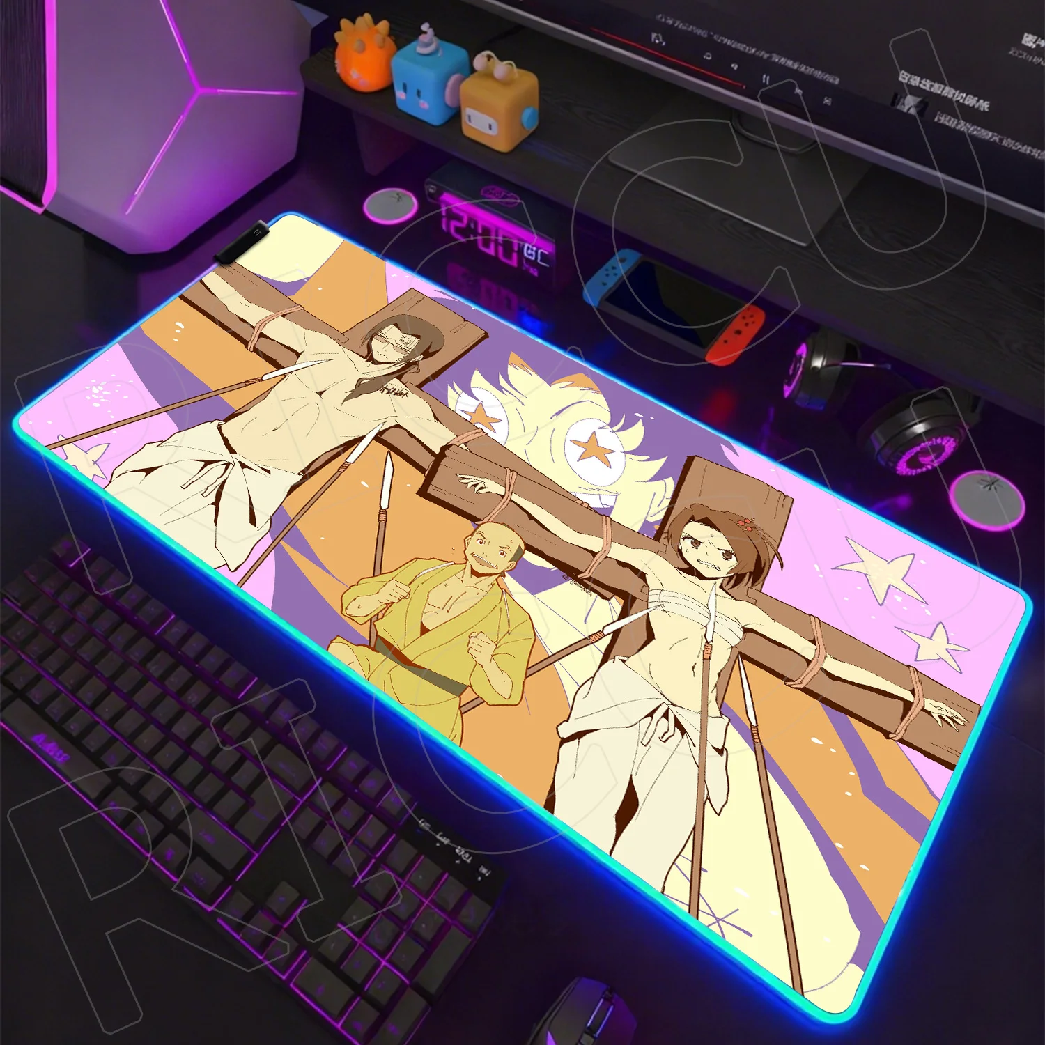 

RGB Game Japan Samurai Champloo Mouse Pad Keyboard Kawai Rubber Non-Slip expand Desk Mat LED 900X400MM PC accessories MousePads