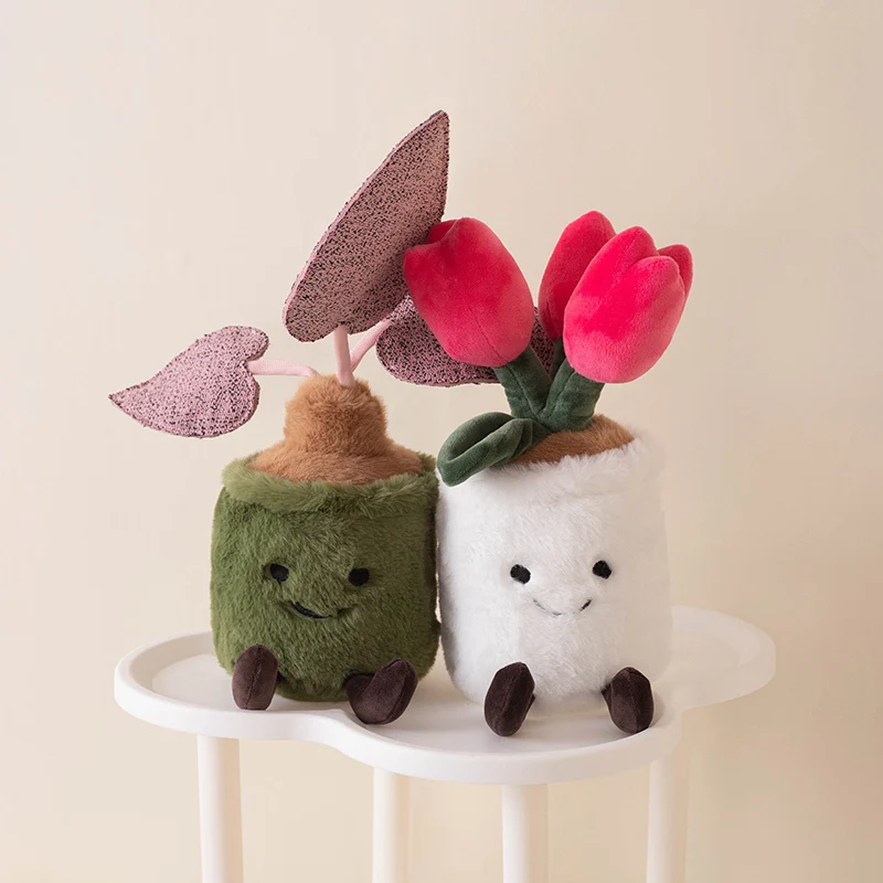 Alta qualidade planta verde tulipa suculenta travesseiro de pelúcia kawaii monstera planta animal de pelúcia macio huggable decoração presente de aniversário