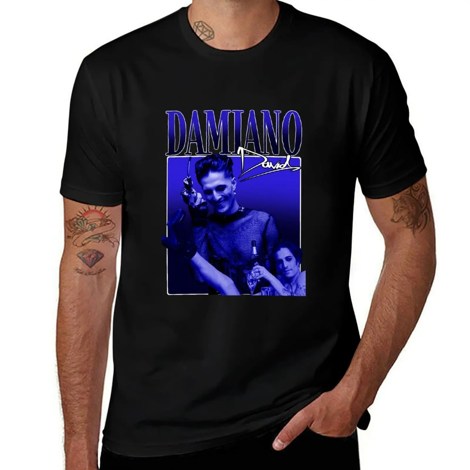 

Damiano 90s style Blue T-Shirt t shirts for man slim fit man t shirts cotton t shirts for man cotton soft T-Shirt