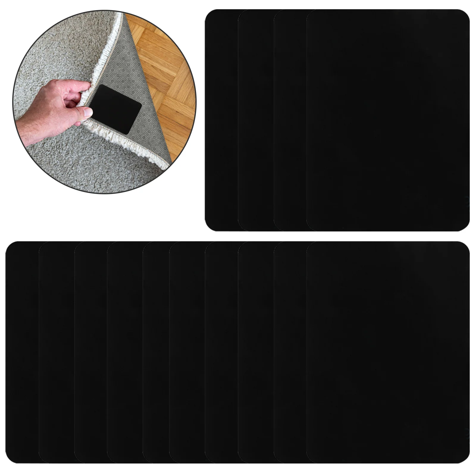 12 قطعة منصات البساط المضادة للتجعيد عدم الانزلاق السجاد ملصقات قابل للغسل البساط الشريط لمنطقة السجاد بلاط الخشب الصلب أرضيات صفح #1