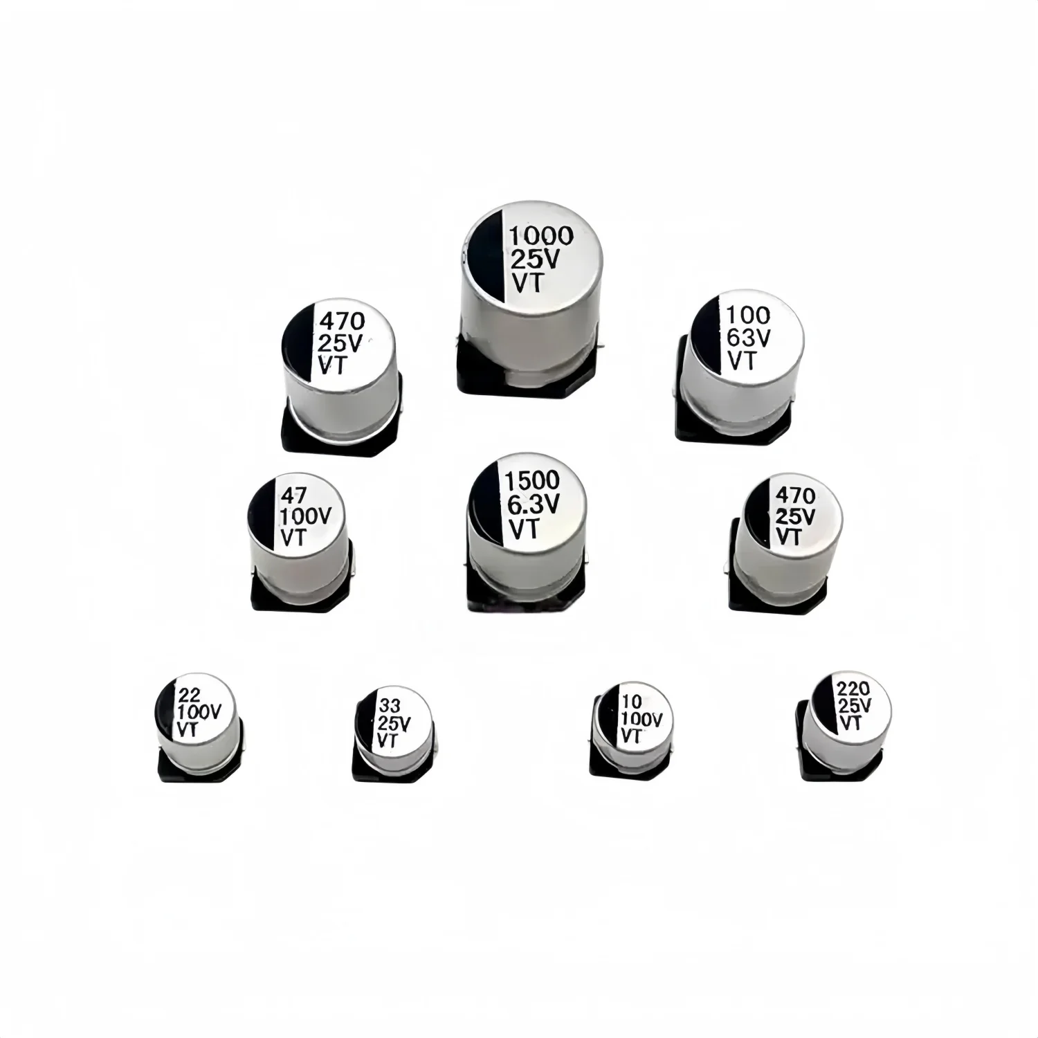 10Pcs 6.3V 10V 16V 25V 35V 50V 63V 100V 1UF 10UF 22UF 33UF 47UF 100UF 220UF 470UF 1000UF SMD Aluminum Electrolytic Capacitor