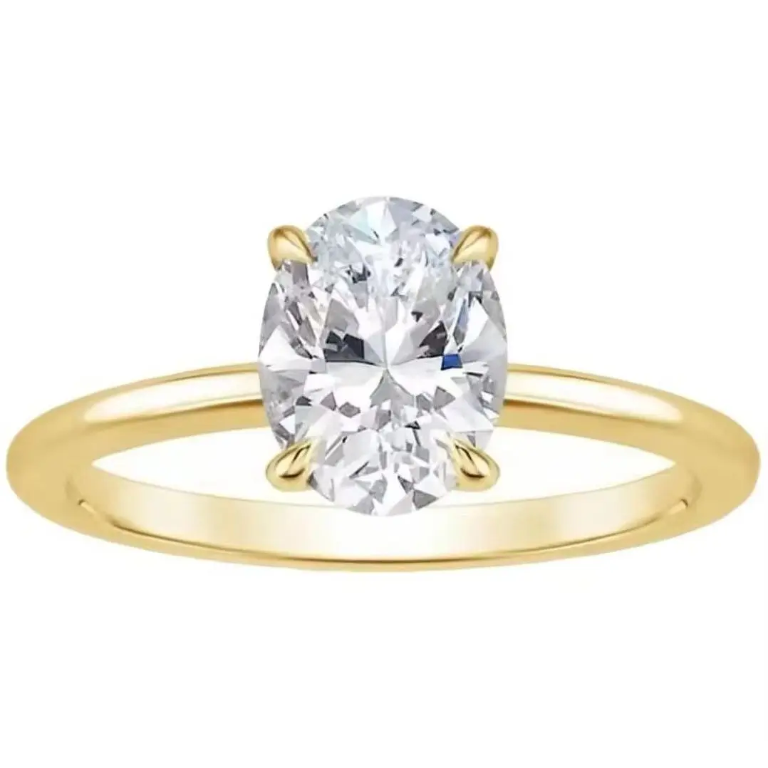 2026 New Hot Selling Gold Plated Rings For Women Oval Cubic Zirconia Jewelry Wedding Engagement Ring Wholesale Size 5-10