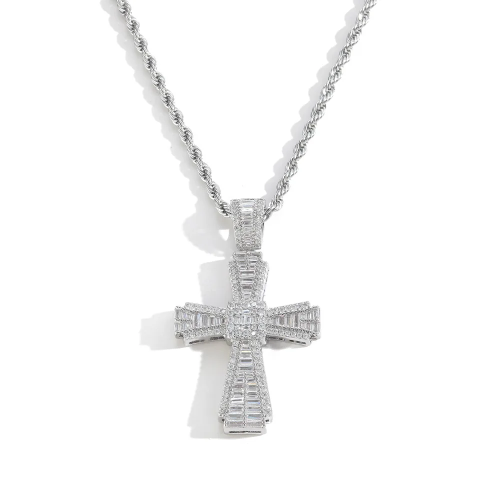 

Бестселлер, уникальное ожерелье с крестом в стиле хип-хоп, латунь, циркон, женские украшения