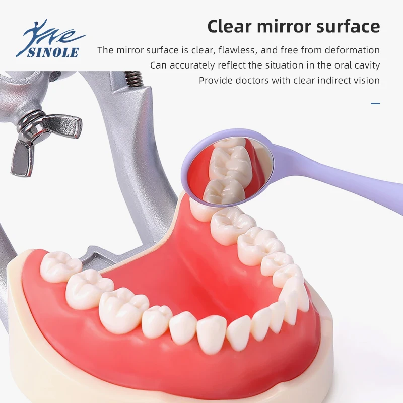 10pcs/Box Dental Double Sided Mouth Mirrors Autoclavable Surface Exam Reflectors With Handle Random Colors Oral Tooth Whitening - Image 3