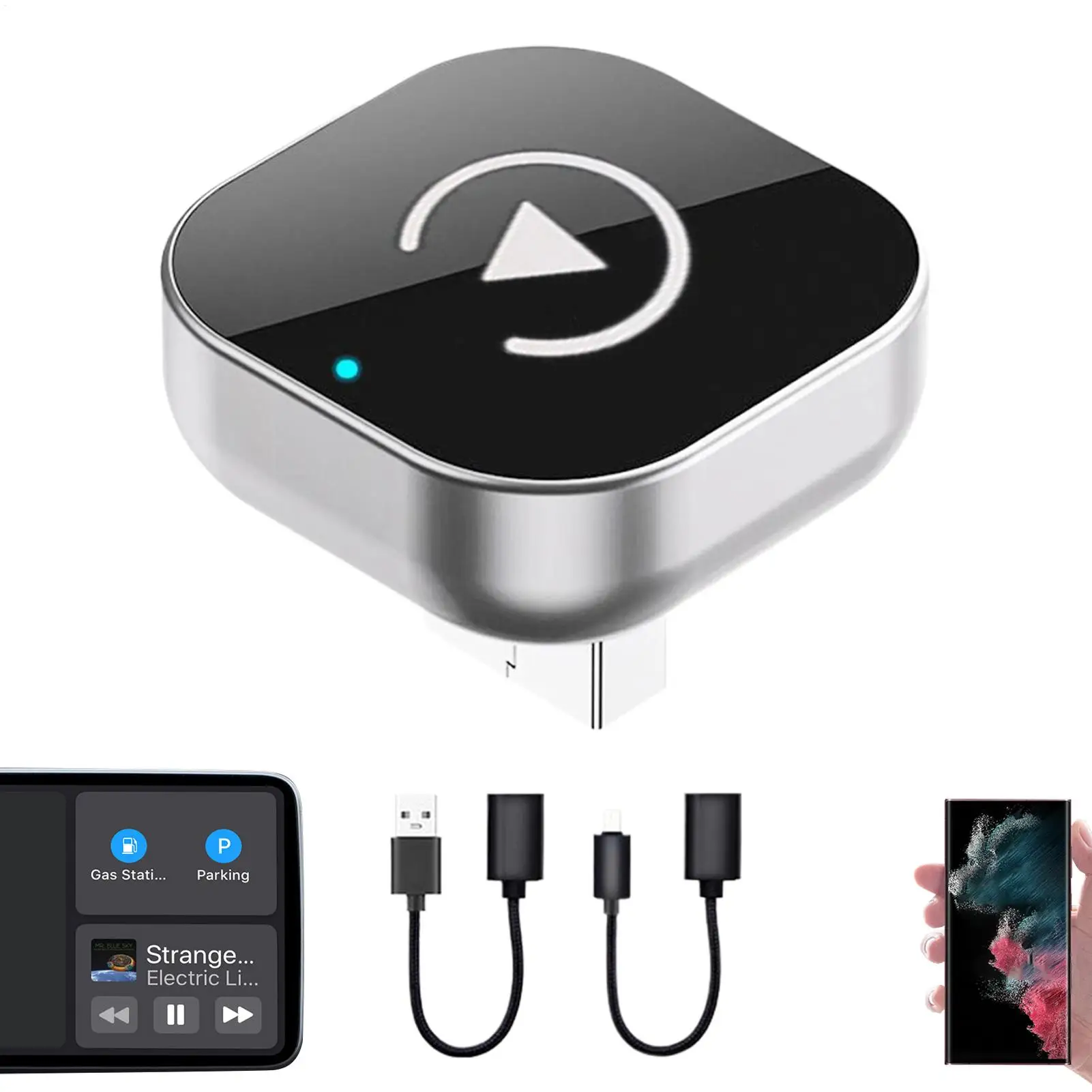Wireless Car Screen Adapter Wired to Wireless Car Screen USB Adapter Electronics Plug-And-Play Compact Accessories for Calling