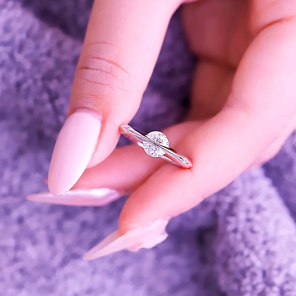 Thoughtful Ring Women's 1ct Moissanite PT950 Platinum - Cosmic orbiting style, premium texture, amazing BFF present