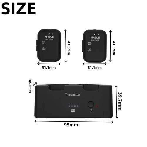Imagen 2 del producto Sistema IEM Inalámbrico M-VAVE WP-12 de 2.4GHz/1 Transmisor 2 Receptores/Latencia de 3ms/24H de Reproducción/para Monitoreo de Sonido en Vivo para Músicos