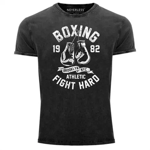 Herren Vintage Shirt boxen Boxing fight hard Brooklyn NYC Retro Motiv Sport