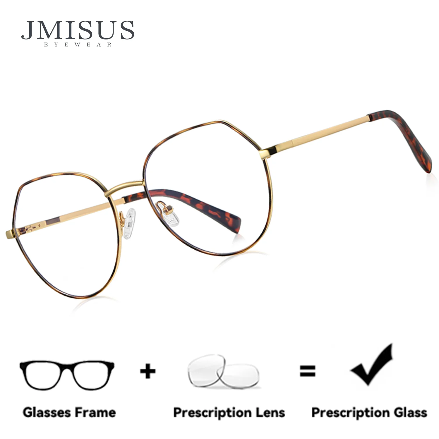

JMISUS Ultralight Polygon Prescription Glasses Women Adjustable Nose Pads Photochromic Square Optical Eyeglasses