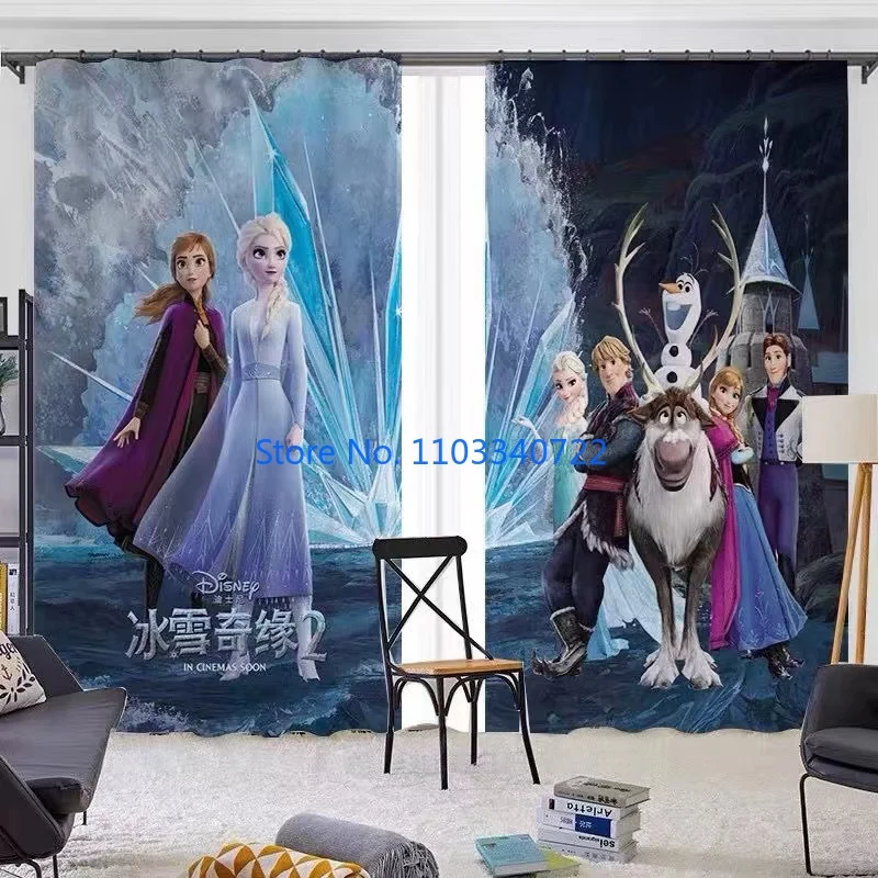 Anime Frozen Princess Elsa Anna Olaf Window Curtain 184x215cm 3D Print Blackout Curtains Living Room Bedroom Girl Kids Gift