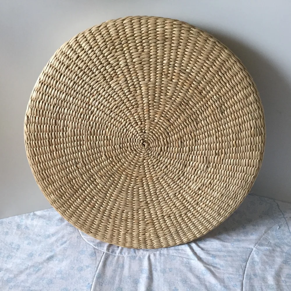 Hot 40cm*40cm Handmade Woven Natural Straw Round Pouf Tatami Cushion Floor Japanese Style Cushion Home Textile