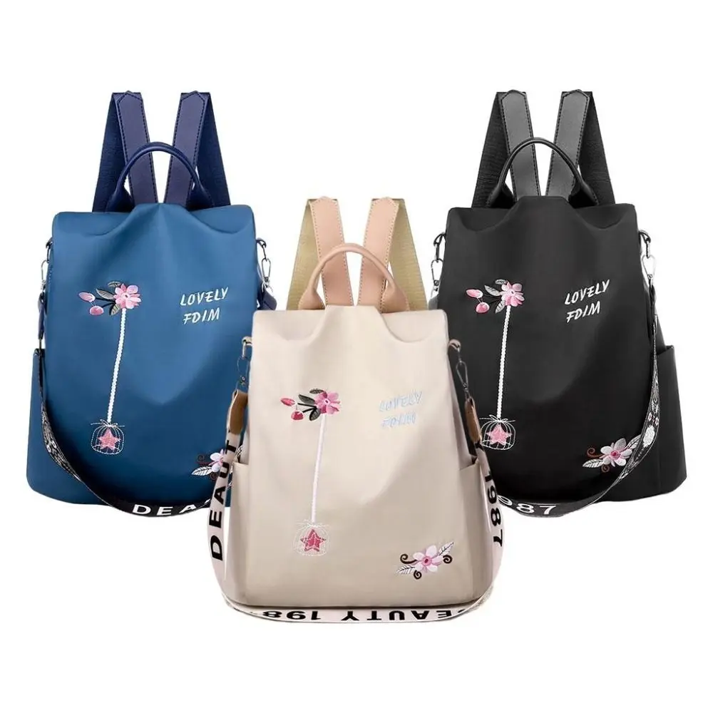 Women Backpack Waterproof Oxford Fashion Casual Embroidery Bag Designer Female Large Capacity Travel Handbag Shopping Knaps