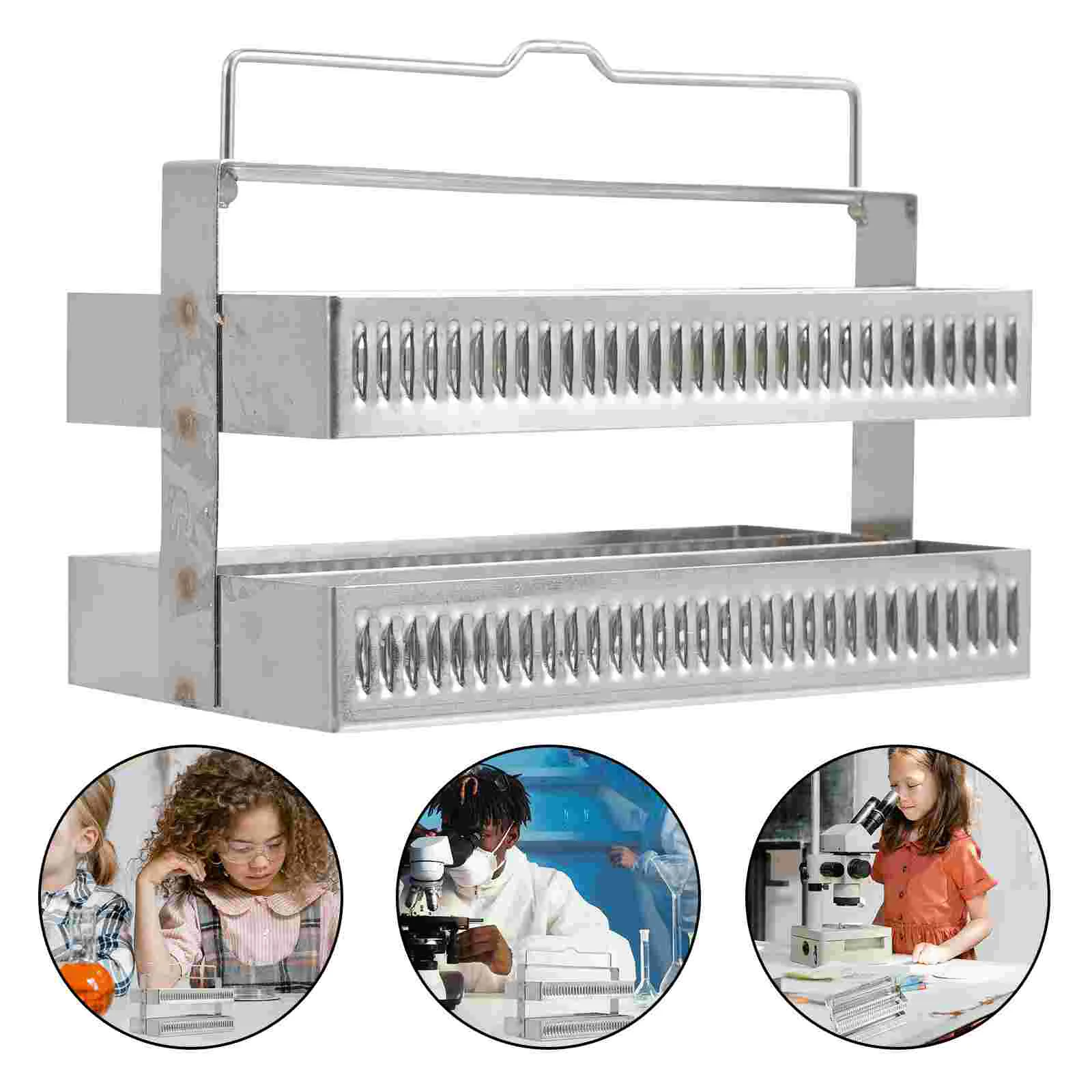 Slide Drainer 60 Positions Microscope Slides Holder Stainless Rack Brackets Steel Glass Biology Accessories