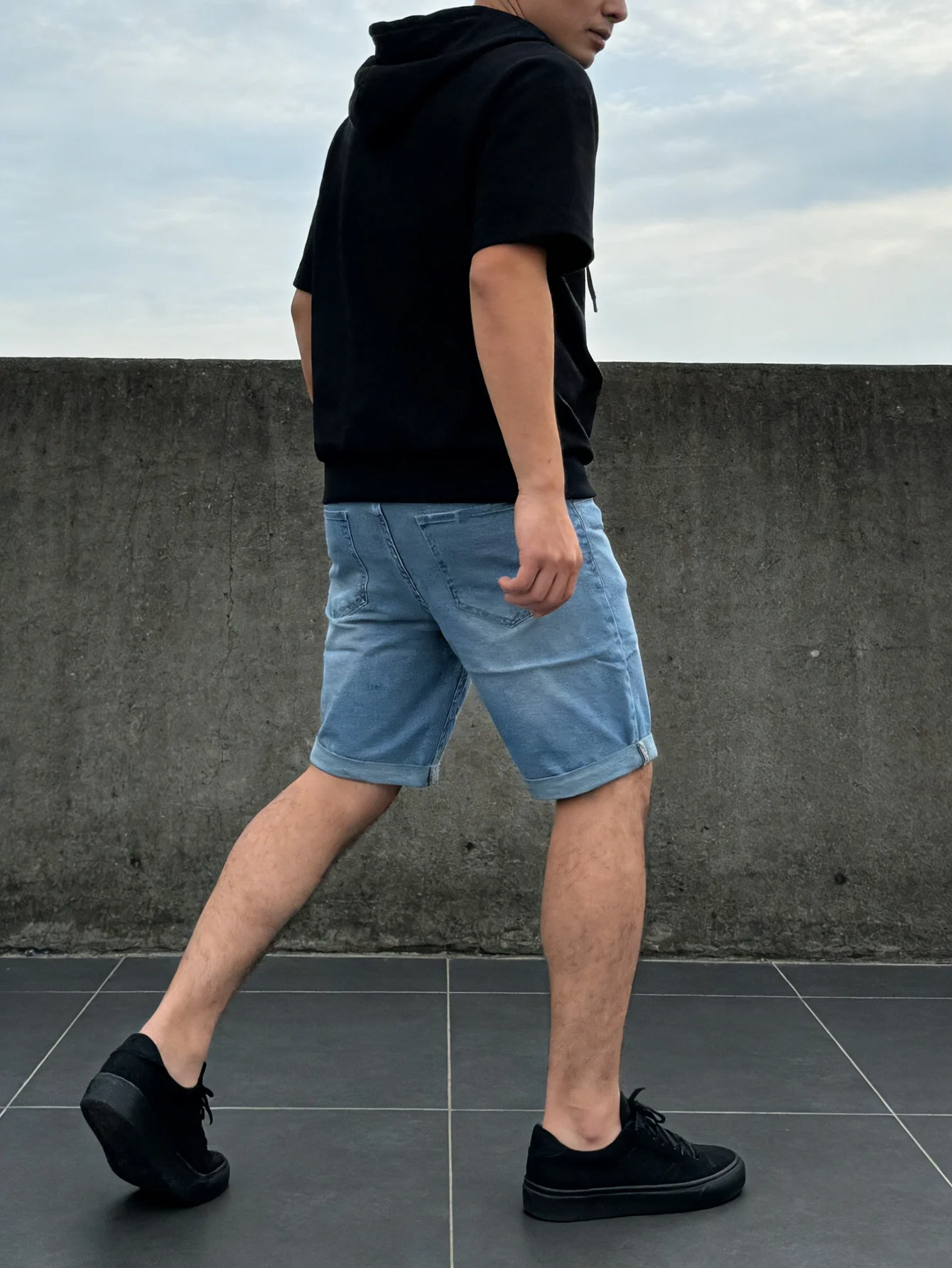 Unisex Casual Stretch Blue Jorts Skinny Slim Fit Denim Jeans Pants Y2K Clothes For Men view 3