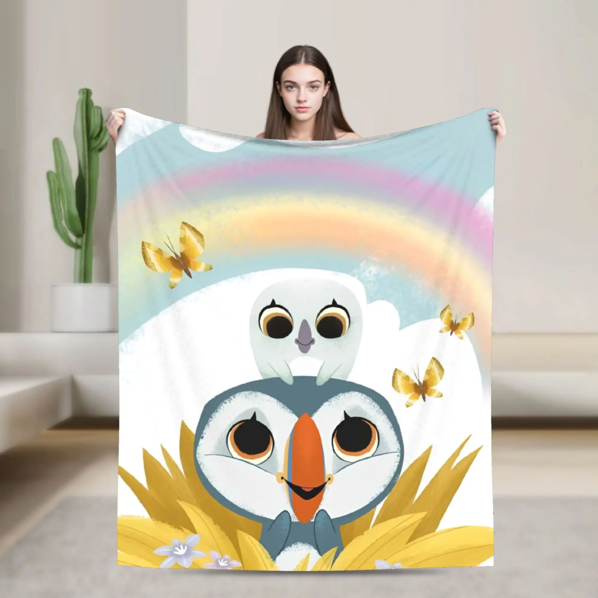 Puffins Rock Oona & Baba Blankets  Plush Awesome Warm Throw Blankets for Bed Sofa All Season,