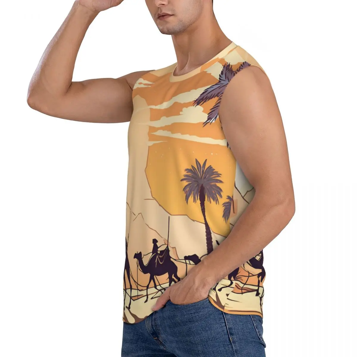 3 Camels Men Sleeveless Tank Tops Quick Dry Breathable Gym Fitness Running Summer Casual Sport Vest